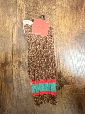 Target Brown Marled Sock with Teal and Coral Stripes